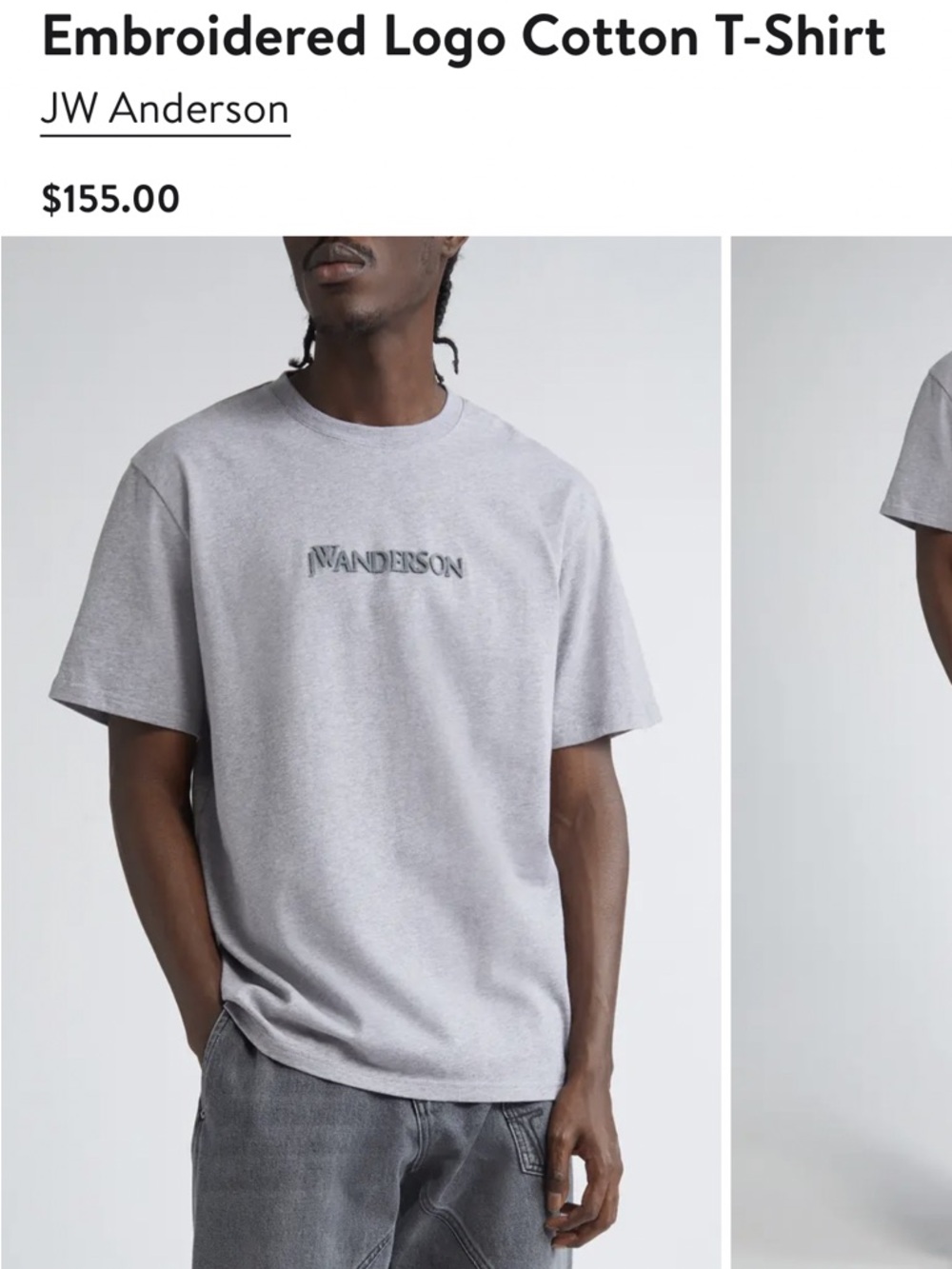 JW ANDERSON Embroidered Logo Cotton T shirt Grey Melange